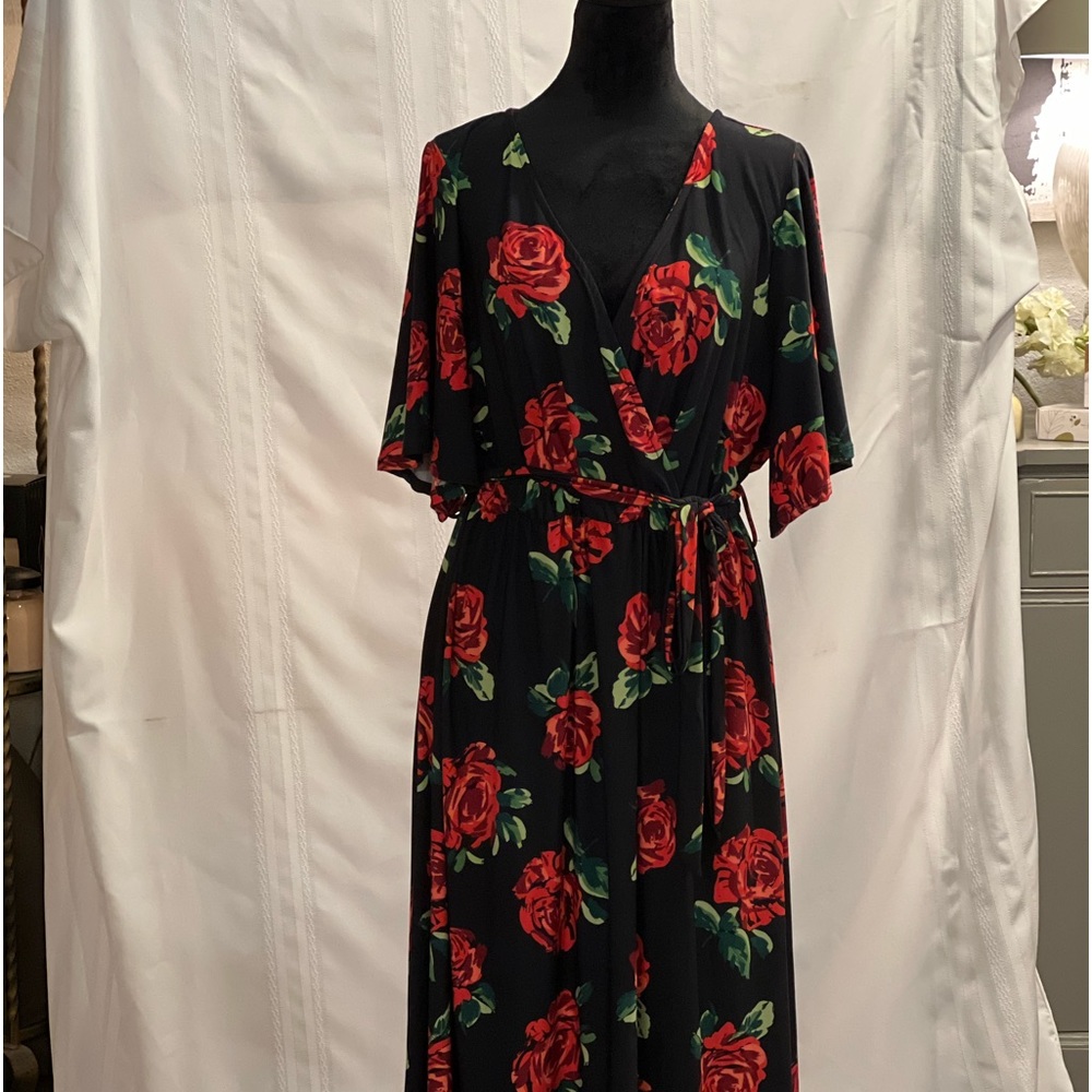 Red floral dress